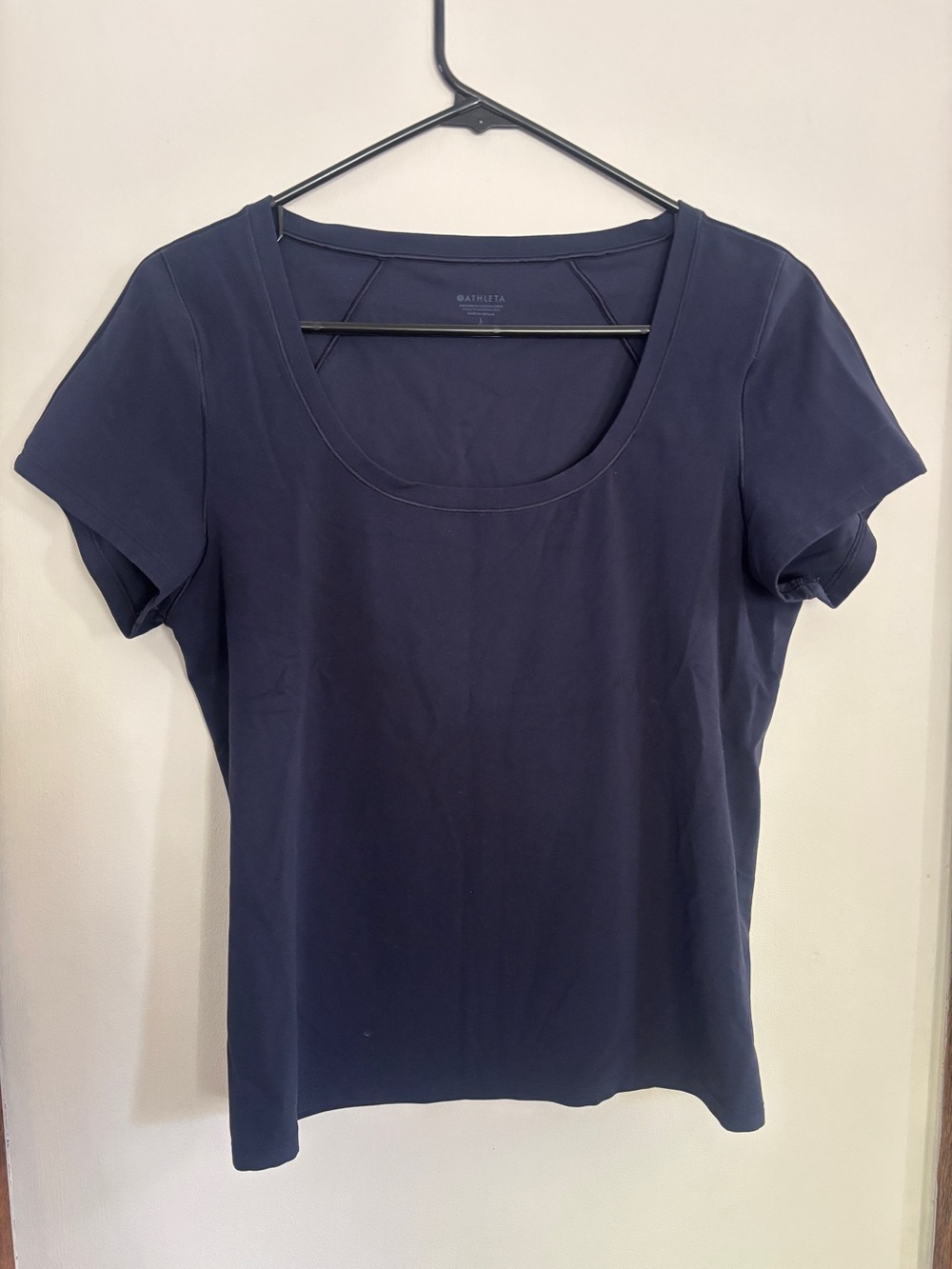 Athleta Transcend Scoop Tee Navy Blue Size Large